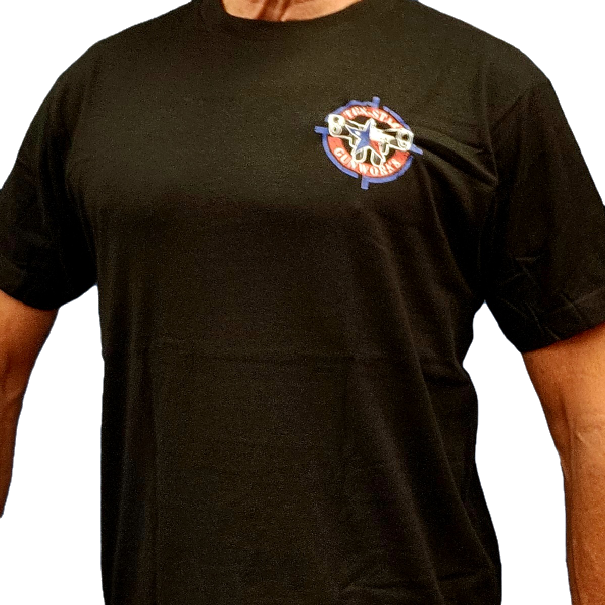 Short Sleeve Tee (Black w/Red, White, Blue Logo)
