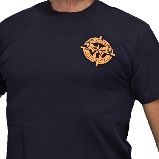 Short Sleeve Tee (Dark Blue w/Orange Logo)