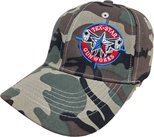 Adjustable Cap (Camo/ Red, White, & Blue Embroidered Logo)